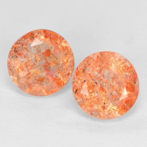 Medium Orange Sunstone Gem - 0.8ct Round Facet (ID: 538925)