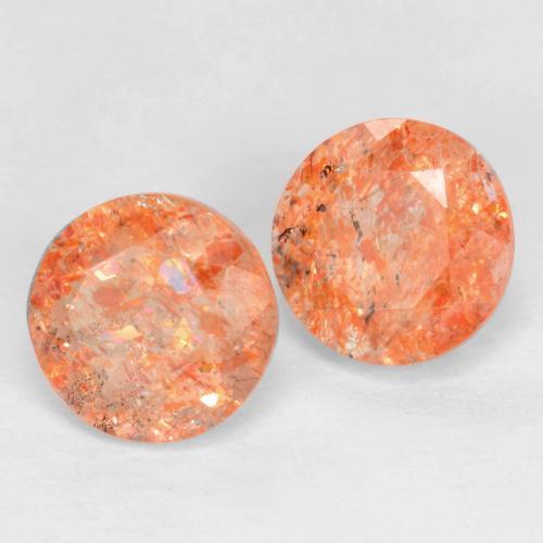1.67 ctw Orange Sunstone Stones, Natural Sunstone in Round Facet Shape for Sale