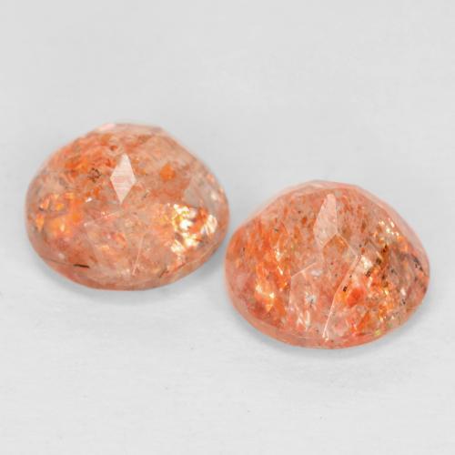 Sunstone Gemstones in 6 mm (calibrated) Size for Sale, Sunstone Stones in Medium Orange Color