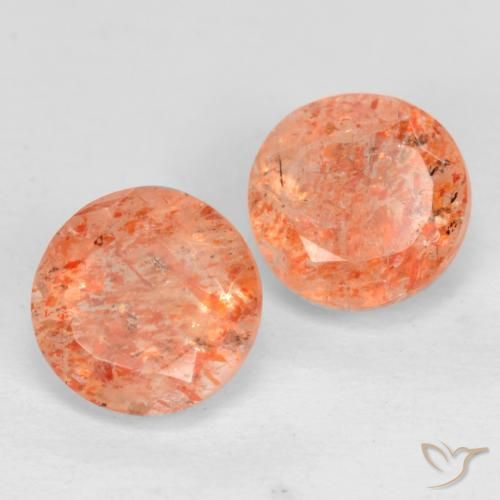 1.76 ctw Orange Sunstone Stones, Natural Sunstone in Round Facet Shape for Sale