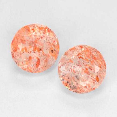 Light Tiger Orange Sunstone Gem - 0.9ct Round Facet (ID: 539013)