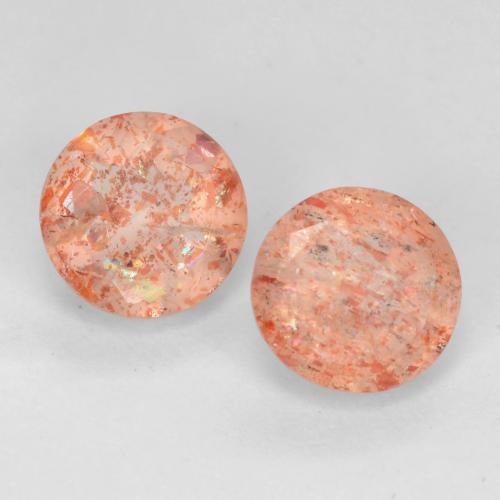Ginger Orange Sunstone Gem - 0.8ct Round Facet (ID: 539019)