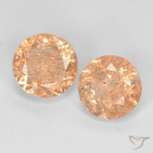 Cantaloupe Orange Sunstone Gem - 0.8ct Round Facet (ID: 539021)