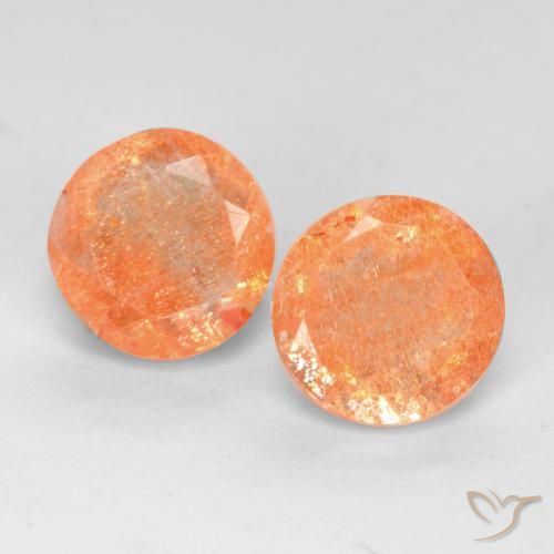 برتقالى غامق حجر الشمس حجر كريم - 0.9ct وجه دائرى (ID: 539023)