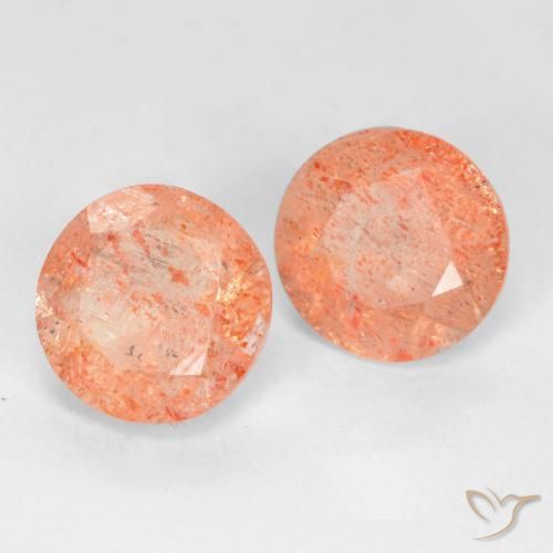 3.50 ctw Orange Sunstone Stones, Natural Sunstone in Round Facet Shape for Sale