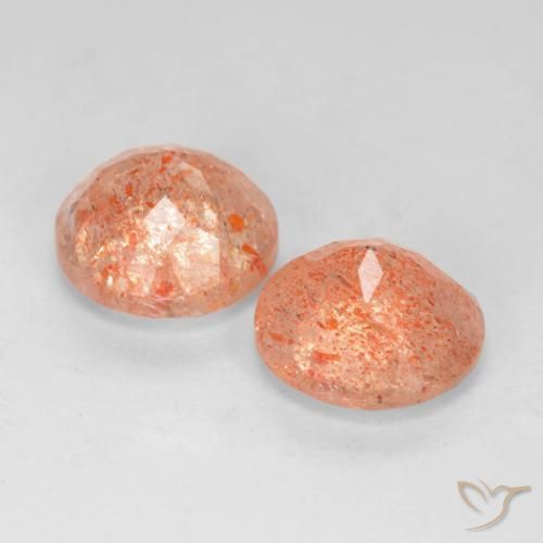 Sunstone Gemstones in 8 mm (calibrated) Size for Sale, Sunstone Stones in Medium-Light Orange Color