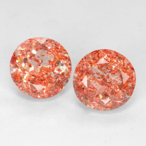 Bright Orange Red Sunstone Gem - 1.9ct Round Facet (ID: 539127)