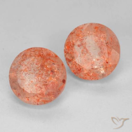 4.11 ctw Orange Sunstone Stones, Natural Sunstone in Round Facet Shape for Sale