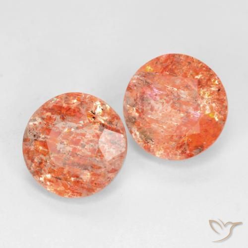 3.37 ctw Orange Sunstone Stones, Natural Sunstone in Round Facet Shape for Sale