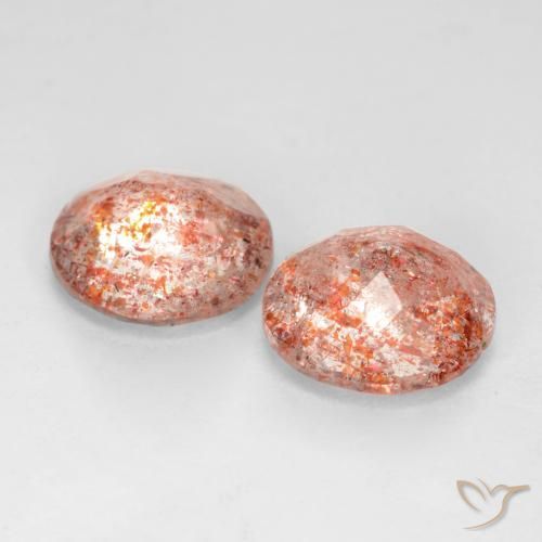 Sunstone Gemstones in 8 mm (calibrated) Size for Sale, Sunstone Stones in Peach Orange Color