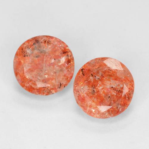 Grapefruit Orange Sunstone Gem - 0.8ct Round Facet (ID: 539133)