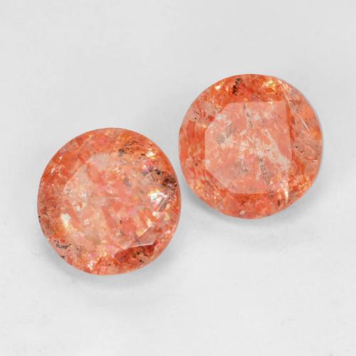 1.54 ctw Orange Sunstone Stones, Natural Sunstone in Round Facet Shape for Sale