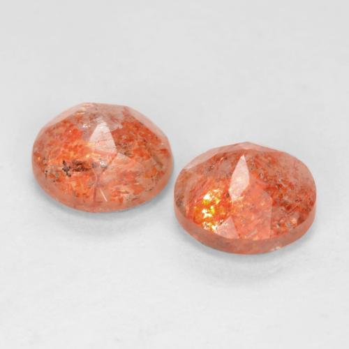 Sunstone Gemstones in 6 mm (calibrated) Size for Sale, Sunstone Stones in Grapefruit Orange Color