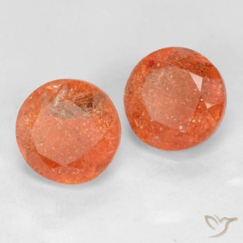 1.96 ctw Orange Sunstone Stones, Natural Sunstone in Round Facet Shape for Sale