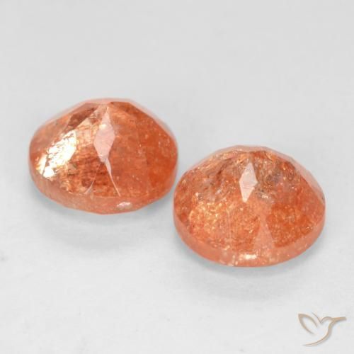 Sunstone Gemstones in 6 mm (calibrated) Size for Sale, Sunstone Stones in Medium Orange Color