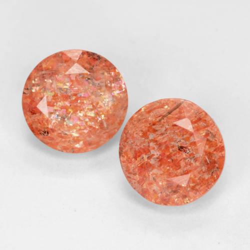 Reddish Orange Sunstone Gem - 0.9ct Round Facet (ID: 539137)