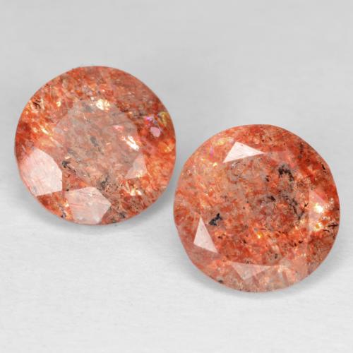 Reddish Orange Sunstone Gem - 1.7ct Round Facet (ID: 539216)