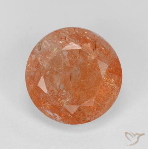 4.67ct Natural Reddish Orange Sunstone, Round, Translucent