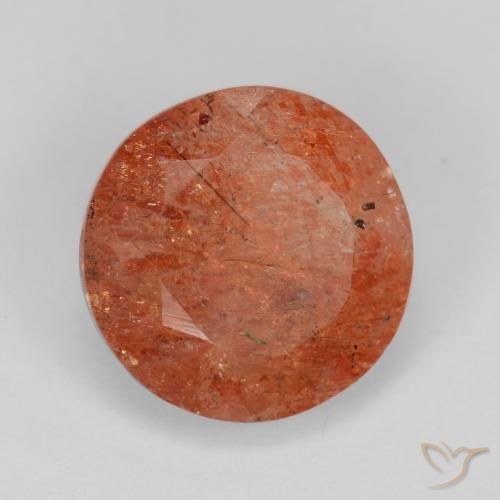 4.86 ct Orange Sunstone Stone, Natural Sunstone in Round Facet Shape for Sale
