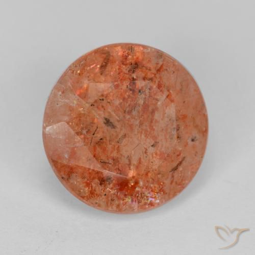 4.27 ct Orange Sunstone Stone, Natural Sunstone in Round Facet Shape for Sale