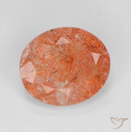 3.52ct Oval Medium Red Sunstone from India, Dimension 11.8 x 10.1mm, Natural untreated Gemstone, Translucent Clarity, 1pc Oval Facet Sunstone, Mohs Hardness of 6 - 6.5, Photo A