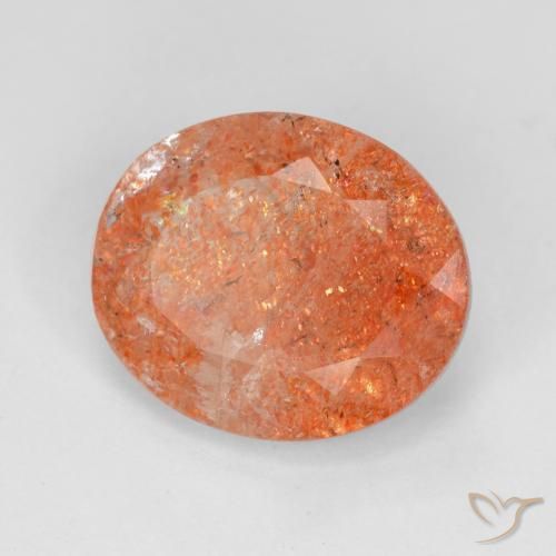 3.52 ct Red Sunstone Stone, Natural Sunstone in Oval Facet Shape for Sale