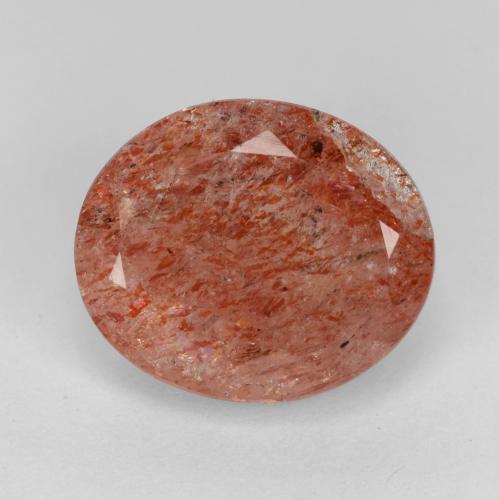 Orange Red Sunstone Gem - 4.9ct Oval Facet (ID: 540930)