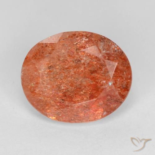 4.16ct Natural Medium Red Sunstone, Oval, Translucent