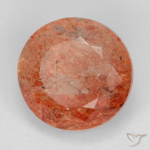 5.04 ct Red Sunstone Stone, Natural Sunstone in Round Facet Shape for Sale