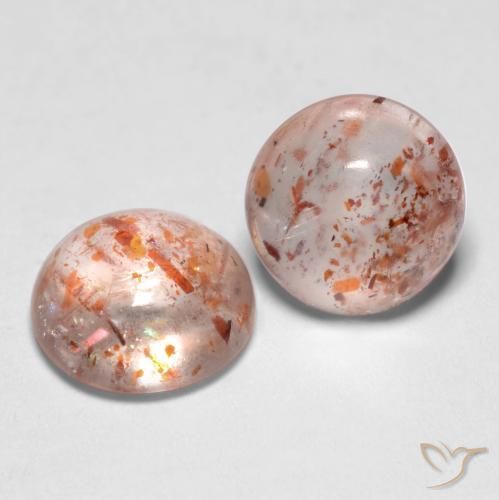 2.13 ctw Orange Sunstone Stones, Natural Sunstone in Round Cabochon Shape for Sale