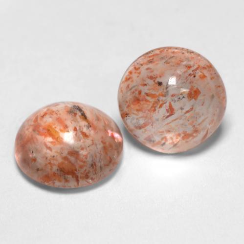 2.13 ctw Orange Sunstone Stones, Natural Sunstone in Round Cabochon Shape for Sale