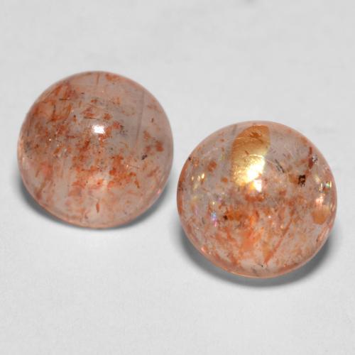 Light Tiger Orange Sunstone Gem - 0.9ct Round Cabochon (ID: 547584)