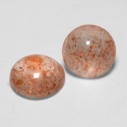 1.74 ctw Orange Sunstone Stones, Natural Sunstone in Round Cabochon Shape for Sale