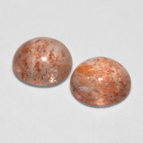 Sunstone Gemstones in 6.5 mm (calibrated) Size for Sale, Sunstone Stones in Light Tiger Orange Color