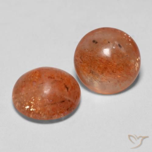 2.04 ctw Orange Sunstone Stones, Natural Sunstone in Round Cabochon Shape for Sale