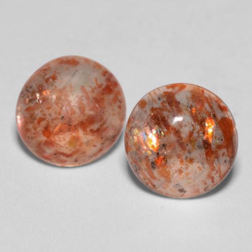 Medium Orange Sunstone Gem - 0.9ct Round Cabochon (ID: 547588)
