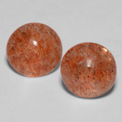 Warm Orange Sunstone Gem - 0.8ct Round Cabochon (ID: 547589)
