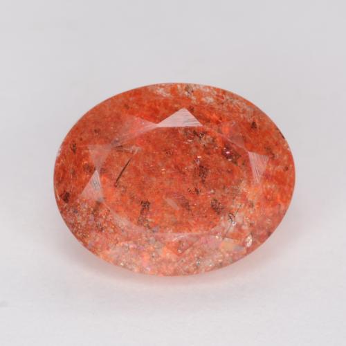 Bright Orange Red Sunstone Gem - 2.4ct Oval Facet (ID: 548672)