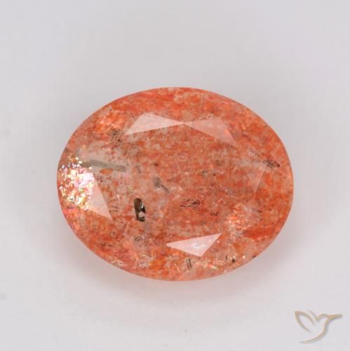2.48ct Oval Medium Red Sunstone from India, Dimension 10 x 8.3mm, Natural untreated Gemstone, Translucent Clarity, 1pc Oval Facet Sunstone, Mohs Hardness of 6 - 6.5, Photo A
