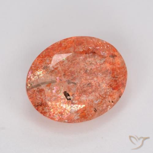 2.48 ct Red Sunstone Stone, Natural Sunstone in Oval Facet Shape for Sale