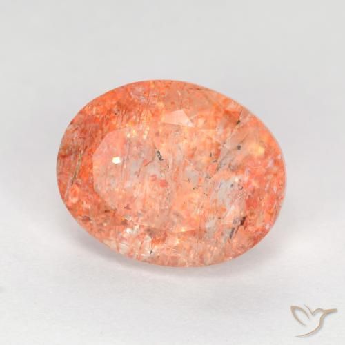 2.78 ct Orange Sunstone Stone, Natural Sunstone in Oval Facet Shape for Sale