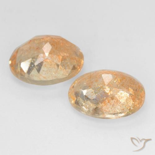 Sunstone Gemstones in 10 x 8 mm (calibrated) Size for Sale, Sunstone Stones in Cantaloupe Orange Color