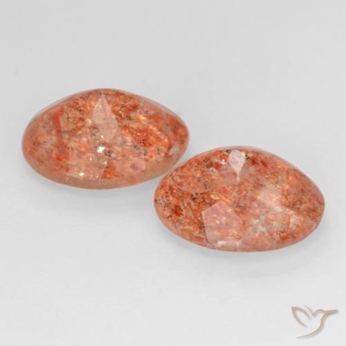 Sunstone Gemstones in 10 x 8 mm (calibrated) Size for Sale, Sunstone Stones in Reddish Orange Color