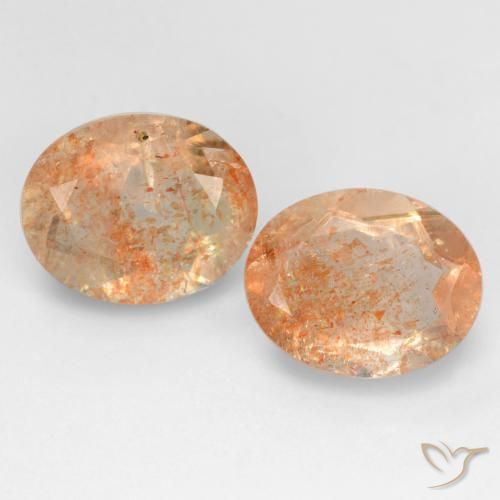 5.38ctw Natural Light Peach Orange Sunstone, Oval, Transparent
