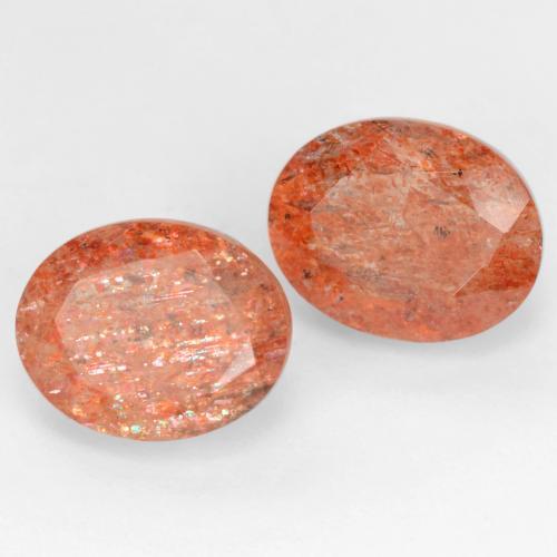 5.94 ctw Orange Sunstone Stones, Natural Sunstone in Oval Facet Shape for Sale
