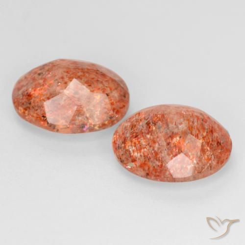 Sunstone Gemstones in 10 x 8 mm (calibrated) Size for Sale, Sunstone Stones in Medium Orange Color