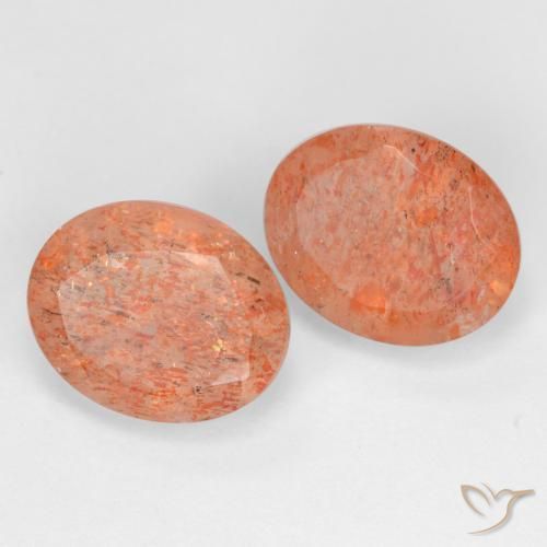 5.24 ctw Orange Sunstone Stones, Natural Sunstone in Oval Facet Shape for Sale