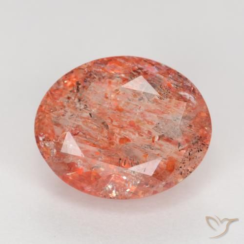 2.8ct Oval Medium Red Sunstone from India, Dimension 10 x 8.1mm, Natural untreated Gemstone, Translucent Clarity, 1pc Oval Facet Sunstone, Mohs Hardness of 6 - 6.5, Photo A