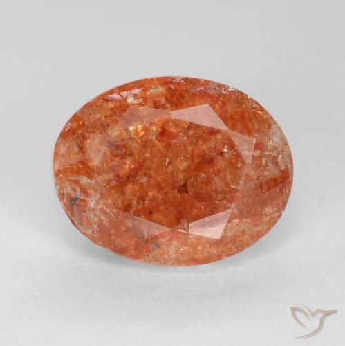 2,73 ct orangefarbener Sonnenstein, 10 x 7,8 mm Ovalschliff aus Indien, Photo A