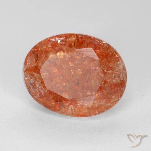 2.73 ct Orange Sunstone Stone, Natural Sunstone in Oval Facet Shape for Sale